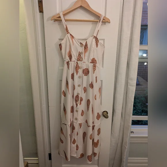 Farm Rio White Seashell Midi Drsss, XS - Picture 2 of 8